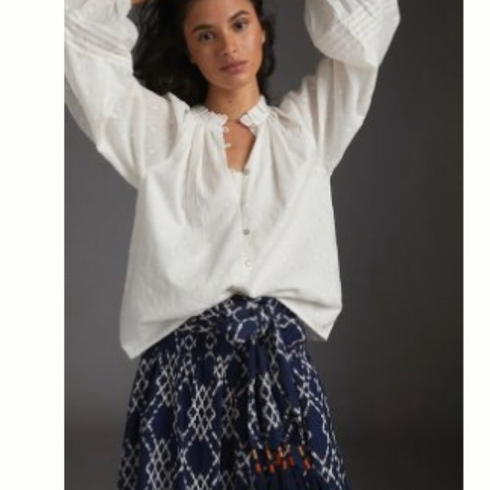 Anthropologie Rimbaud tie waist skirt Navy & white Large